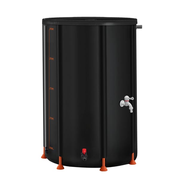 Regntunna, 250 L hopfällbart regnvattenuppsamlingssystem, 60x90 cm, svart, PVC