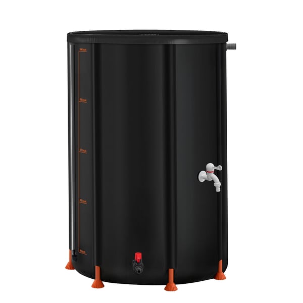 Regntunna, 250 L hopfällbart regnvattenuppsamlingssystem, 60x90 cm, svart, PVC