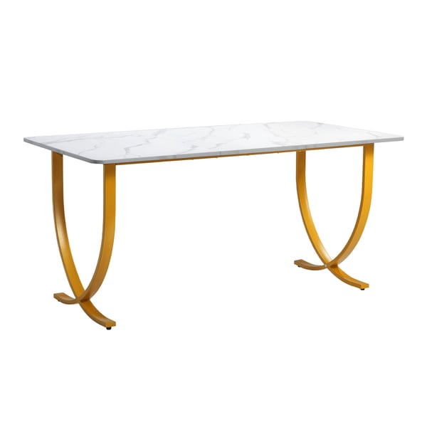 Skrivbord för chef, 160x80x75 cm, vit och guld, kontorsmöbler