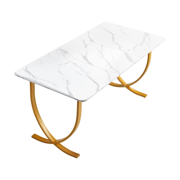 Skrivbord för chef, 160x80x75 cm, vit och guld, kontorsmöbler