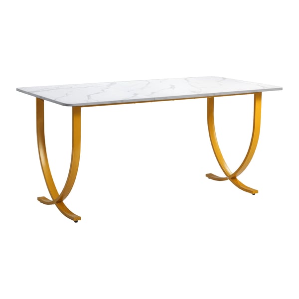 Skrivbord för chef, 160x80x75 cm, vit och guld, kontorsmöbler
