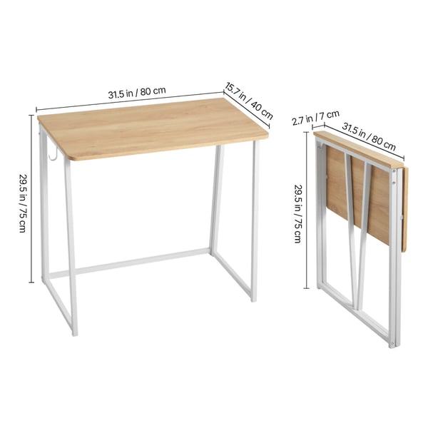 Sammenklappeligt skrivebord, 80x40x75 cm, Eg, Spånplade
