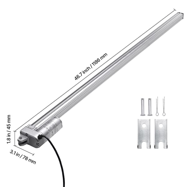 Lineaarinen toimilaite 1016x78x45 mm IP65 vedenpitävä 3000N alumiini