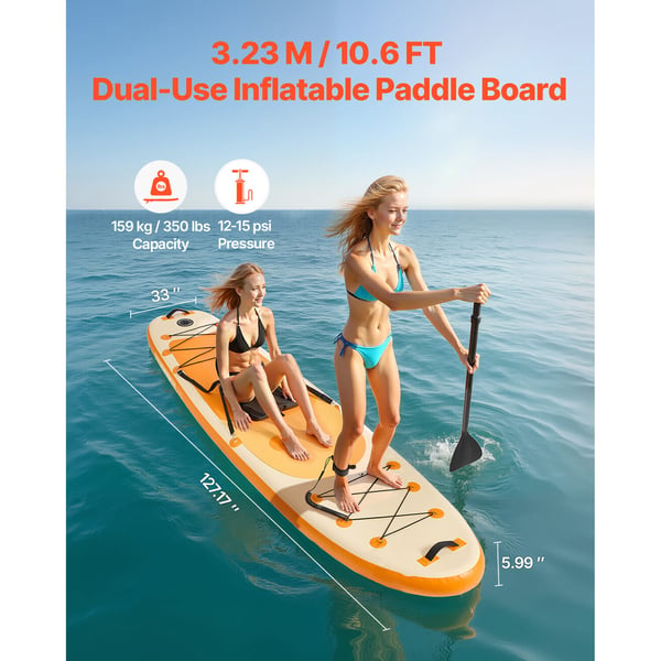 Oppustelig paddleboard 323x84x15 cm med sæde, ultralet SUP