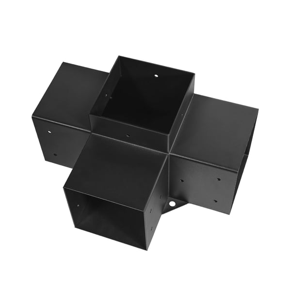 Pergola beslagssæt, 4-vejs hjørnebeslag 142x142 mm, sort, stål
