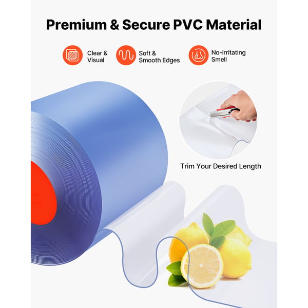 PVC Strimmelgardin, 30,8x0,3 m, Klar, Termoisolerende Plast