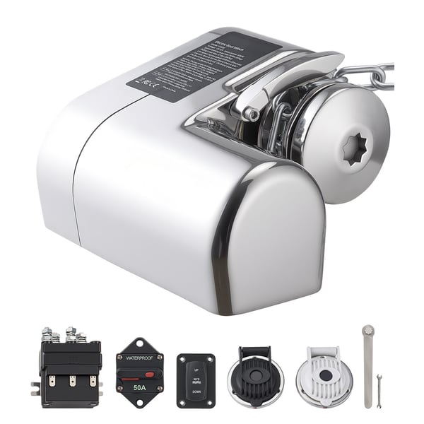 Ankarspel, Horisontell 12V DC 600W, 233x206x140 mm, Rostfritt stål