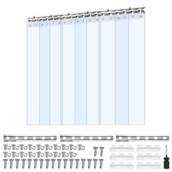 PVC-stripgardin, 2,1x0,96x0,2 cm, Klar, Termoisolerande plast