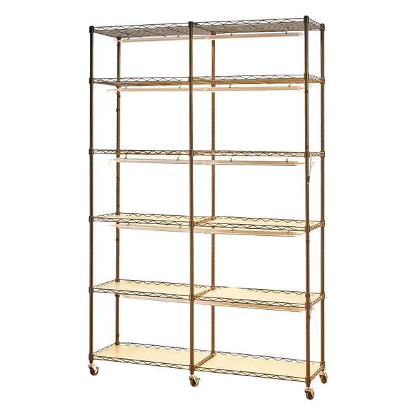 Plantehylde, 6-niveaus dobbelt række indendørs planteholder, 120x35x180 cm, metal