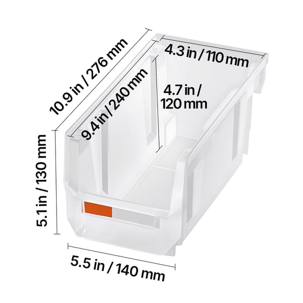 Förvaringslådor, Stapelbara plastförvaringslådor 27.6x14x13 cm, Transparent, Plast