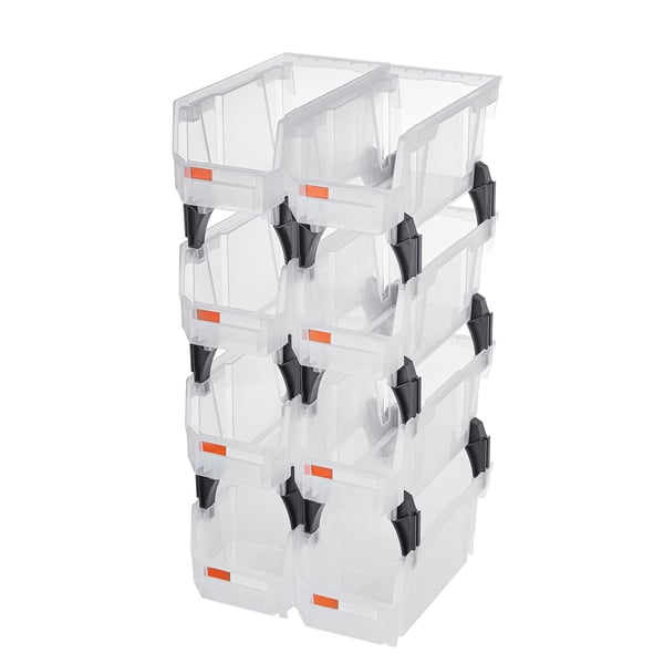 Förvaringslådor, Stapelbara plastförvaringslådor 27.6x14x13 cm, Transparent, Plast