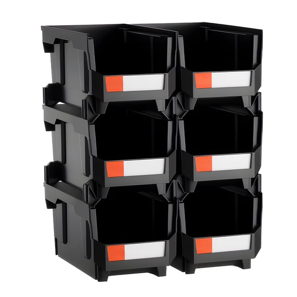 Opbevaringskasser, Stabelbare plast opbevaringskasser 37,7x21,5x18 cm, Sort, Plast