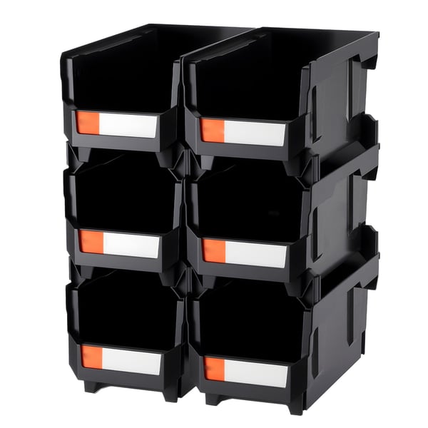 Opbevaringskasser, Stabelbare plast opbevaringskasser 37,7x21,5x18 cm, Sort, Plast