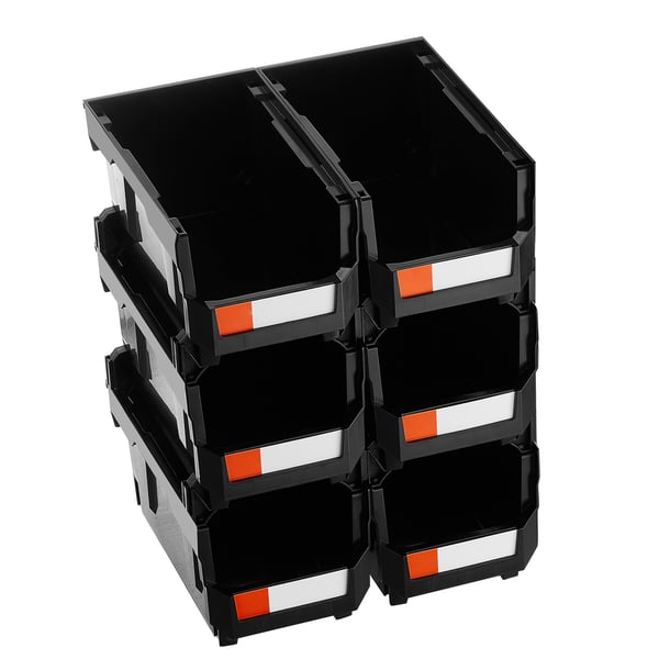 Opbevaringskasser, Stabelbare plast opbevaringskasser 37,7x21,5x18 cm, Sort, Plast