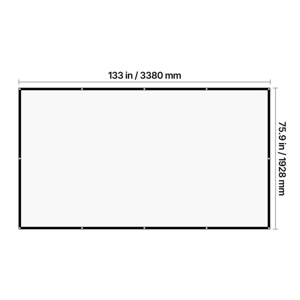 Projektorlærred 338x192,8 cm hvid, polyester