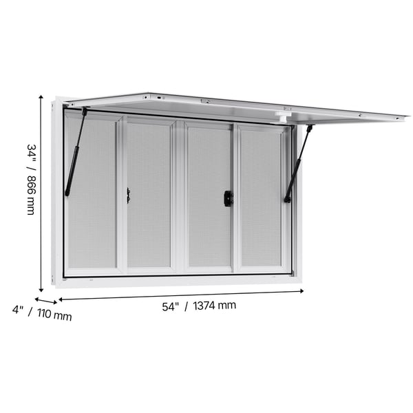 Concessionsvindue, 135x84 cm, aluminiumlegering