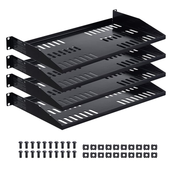 Server rack hylde, 4-pak, 254 mm dybde, sort, stål