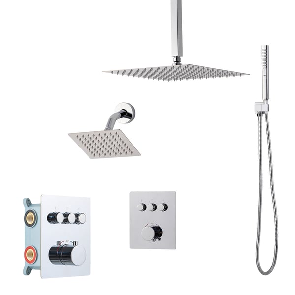 Duschblandare set, 305x152 mm, Krom, Mässingsventil