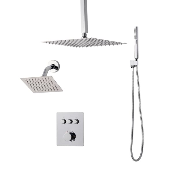 Duschblandare set, 305x152 mm, Krom, Mässingsventil