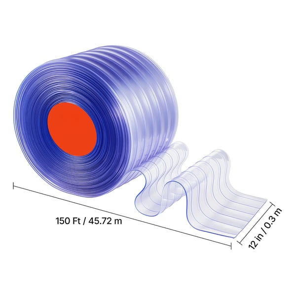 PVC-remsgardin, 45,7x0,3 m, Klar, Räfflad plast, Dörröppningsskydd
