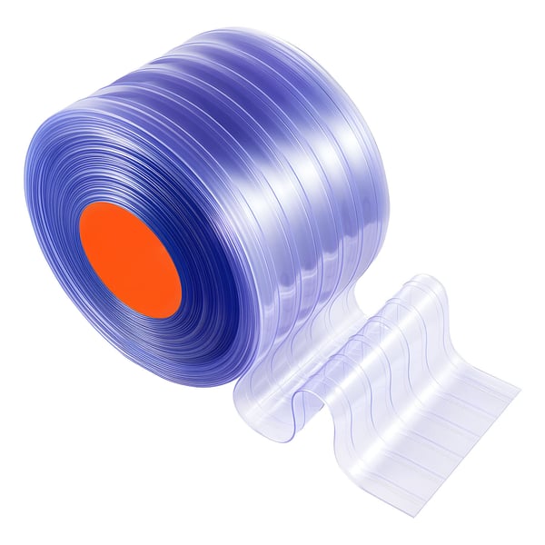 PVC-remsgardin, 45,7x0,3 m, Klar, Räfflad plast, Dörröppningsskydd
