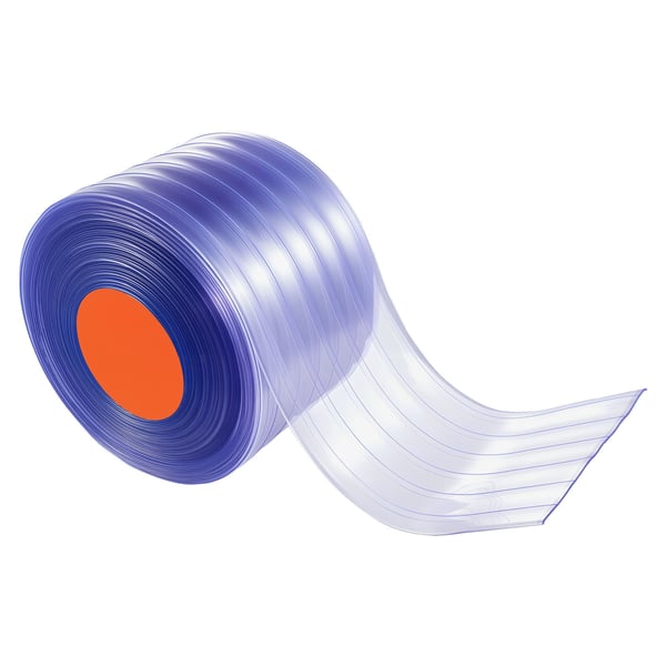 PVC-remsgardin, 45,7x0,3 m, Klar, Räfflad plast, Dörröppningsskydd