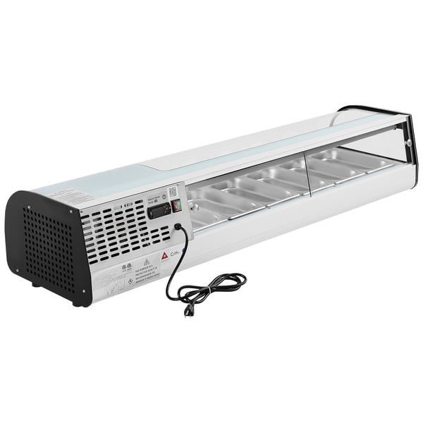 Sushi udstillingskøleskab, 151x42.5x29 cm, 62L, buet glas
