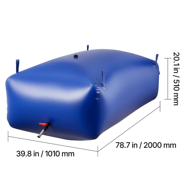 Vandopbevaringsblære, 200x101x51 cm, Blå, PVC