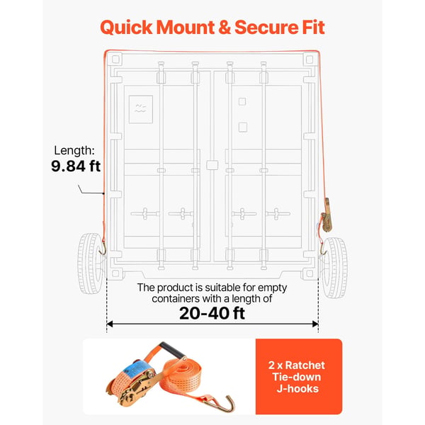 Sæt med hjul til shippingcontainer, 275x295x220 mm, Sort, Stål