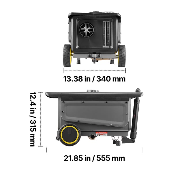 Diesel-ilmalämmitin, 8KW kannettava Bluetooth-ohjaus, 56.6x40x32.1 cm, musta, lämmityslaite