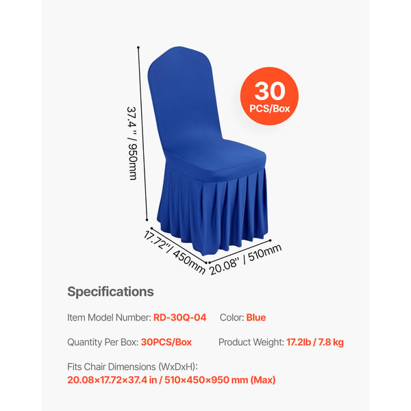 Stolsöverdrag, 30-pack, 51x45x95 cm, Blå, Polyester Spandex