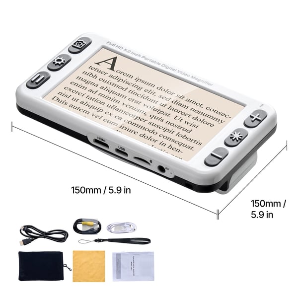 Digitaalinen suurennuslasi, kannettava HD-elektroninen videon suurennuslaite 150x83x34 mm, taitettava kahva