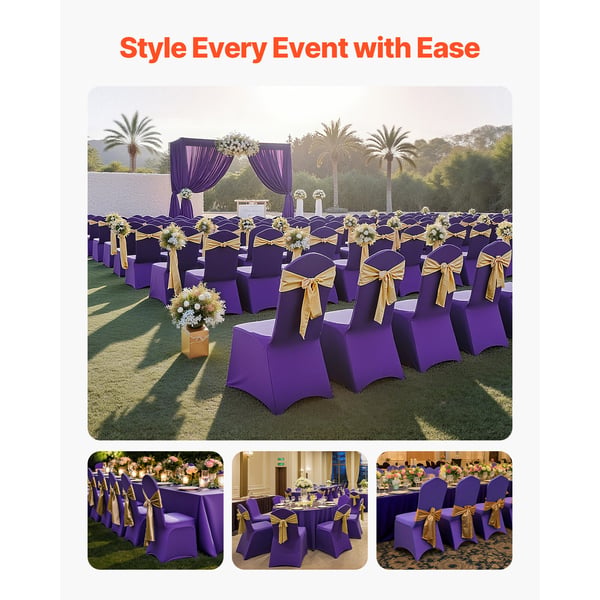 Tuolinpäälliset, 50 kpl, 51x45x95 cm, violetti, polyesteri spandex