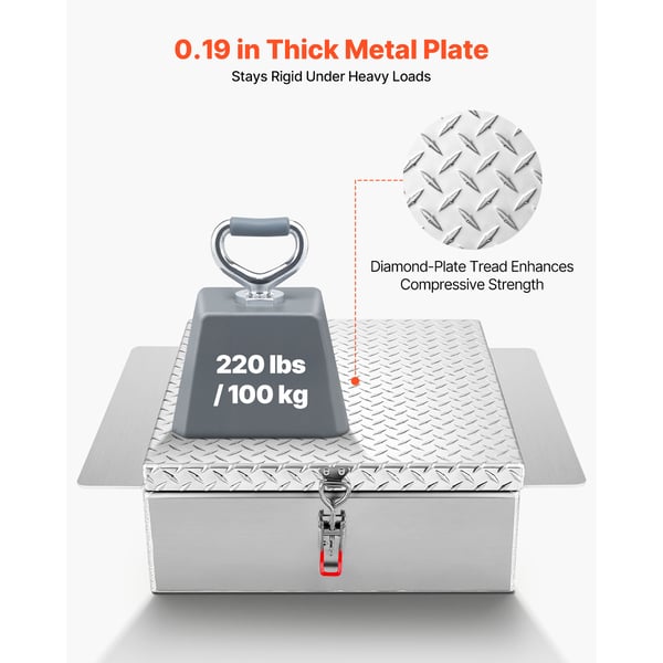 Værktøjskasse til lad 77x61x23 cm sølv aluminium opbevaring