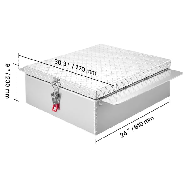 Værktøjskasse til lad 77x61x23 cm sølv aluminium opbevaring