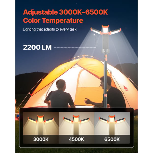 LED Arbetslampa, Uppladdningsbar sladdlös med stativ, 9x21,5 cm, Justerbar belysning