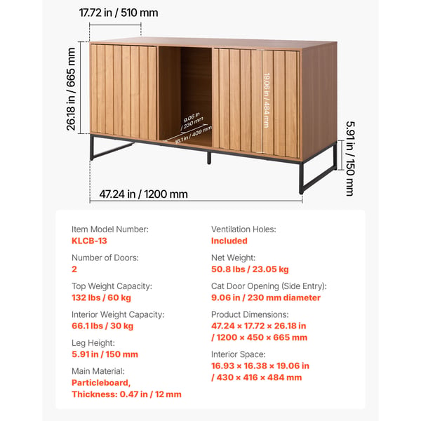 Kattegrusbakke Skab, 120x45x66.5 cm, Opbevaring, Vandtæt
