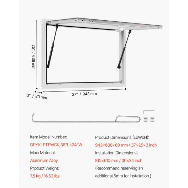 Serveringslucka 92x61 cm Aluminiumlegeringsram
