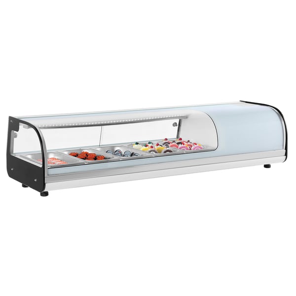 Sushi udstillingskøleskab, 134x42.5x29 cm, buet glas
