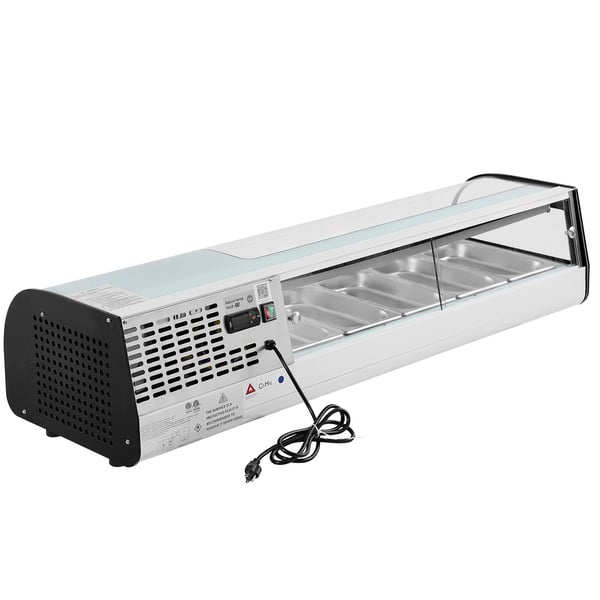 Sushi udstillingskøleskab, 134x42.5x29 cm, buet glas