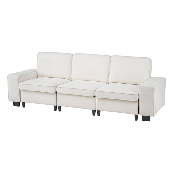 Sohva, Moduulisohva säilytystilalla 81.3x254x91 cm, Valkoinen, Samettikangas
