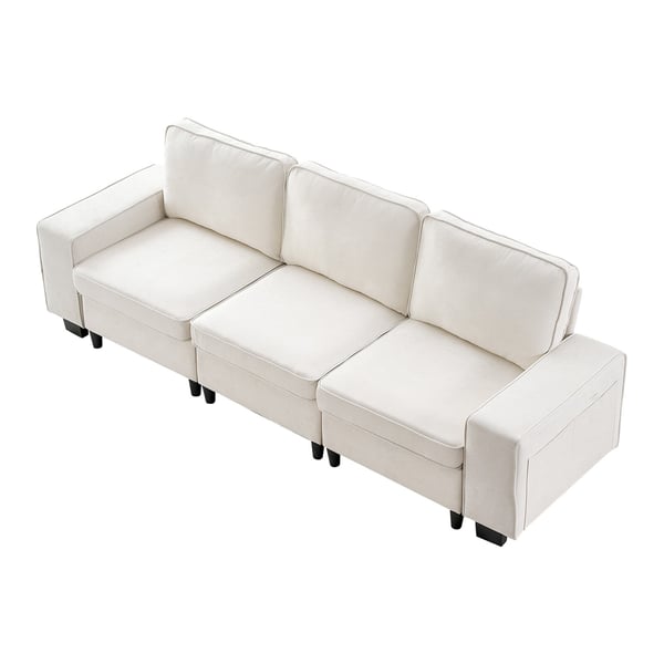 Sohva, Moduulisohva säilytystilalla 81.3x254x91 cm, Valkoinen, Samettikangas