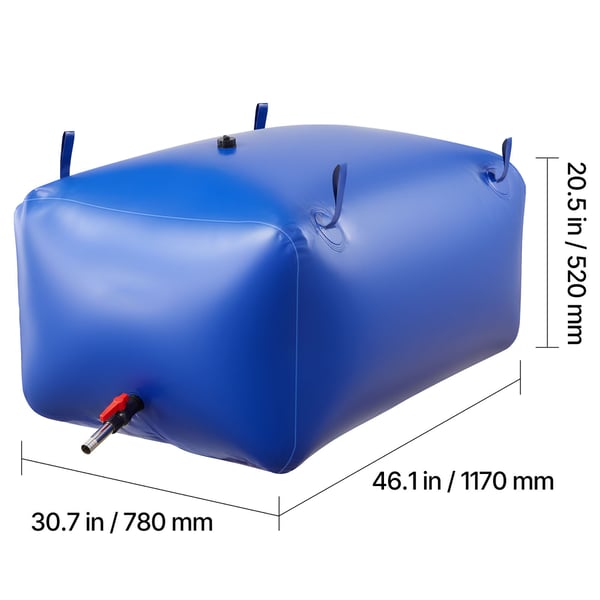 Vesisäiliöpussi 101x60x45 cm sininen, kannettava taitettava PVC