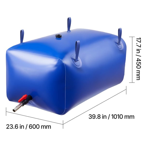 Vandopbevaringsblære 101x60x45 cm Blå, PVC, Sammenklappelig, Opbevaring