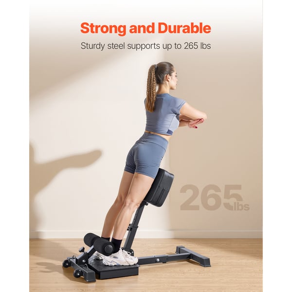 Sissy squat maskine, 115x48.9x73 cm, sort, sammenklappeligt fitnessudstyr