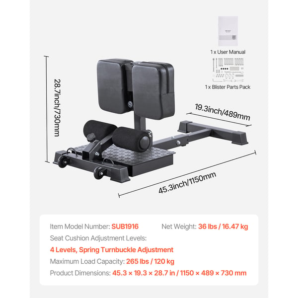 Sissy squat maskine, 115x48.9x73 cm, sort, sammenklappeligt fitnessudstyr
