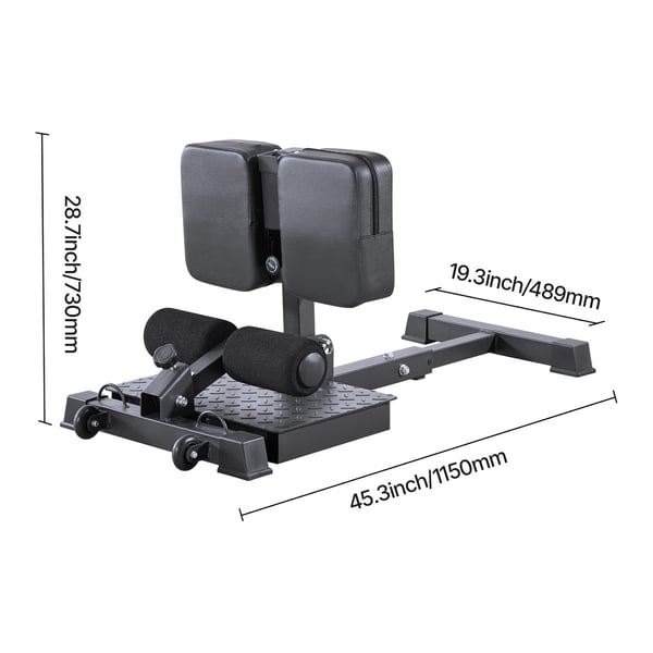 Sissy squat maskine, 115x48.9x73 cm, sort, sammenklappeligt fitnessudstyr