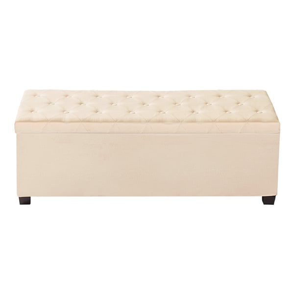 Förvaringspall Bänk, 110x40x40 cm, Beige, Klädd i linne med förvaring