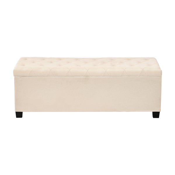 Förvaringspall Bänk, 110x40x40 cm, Beige, Klädd i linne med förvaring