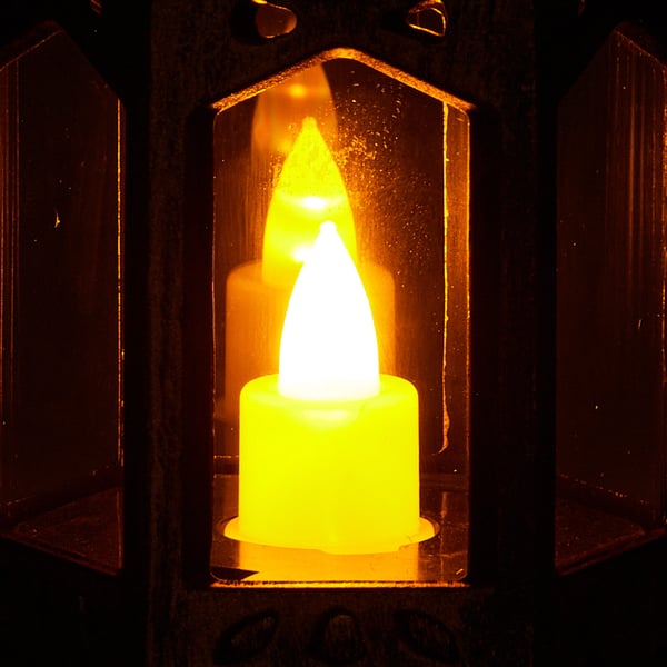 Kynttilälyhtysetti, 12 kappaletta, 6.5x6.5x12.8 cm, pronssi, LED-liekitön